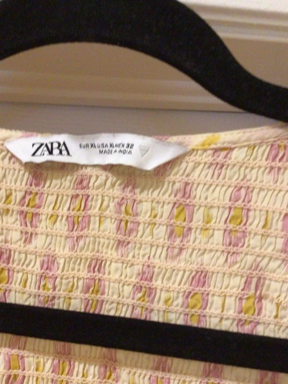 Zara Cream Midi Dress with Pink Leaf Print Size XL - Picture 4 of 9
